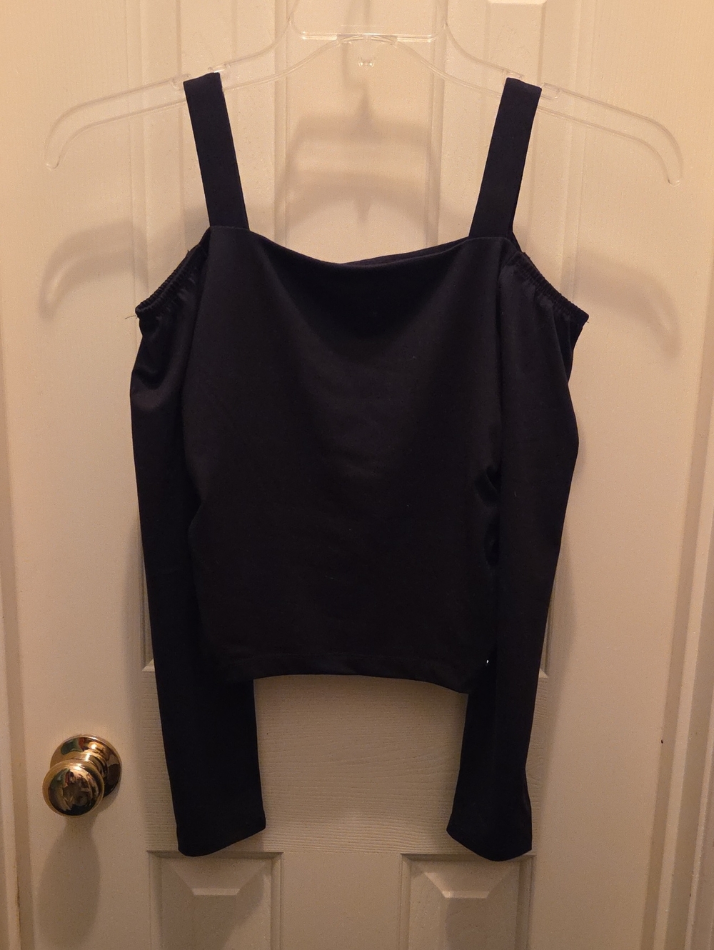 Justice Black Cold-Shoulder Long Sleeve Top